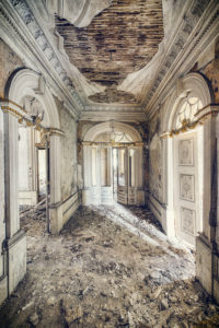 decayed hall in a castle decayed hall in a castle